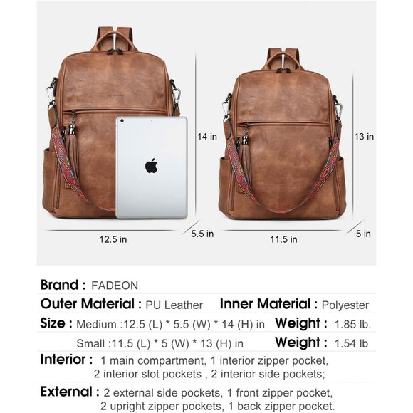 Women Brown Retro Style Travel Backpack with Tassel main image 8